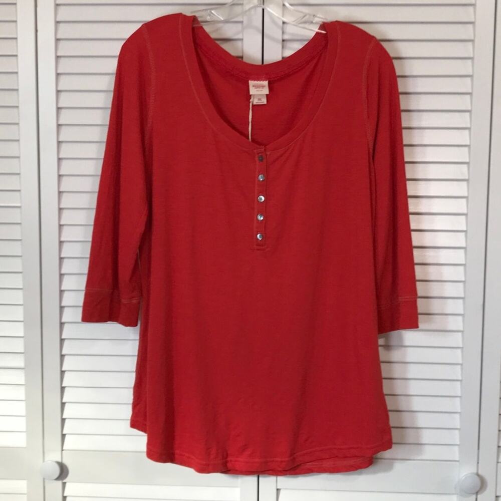 NWT Mossimo Supply Co Red Scoop Neck ¾ Sleeve Women Shirt XL